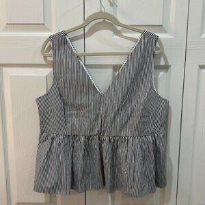 J. Crew Striped Sleeveless Peplum Top in Stretch Cotton Poplin